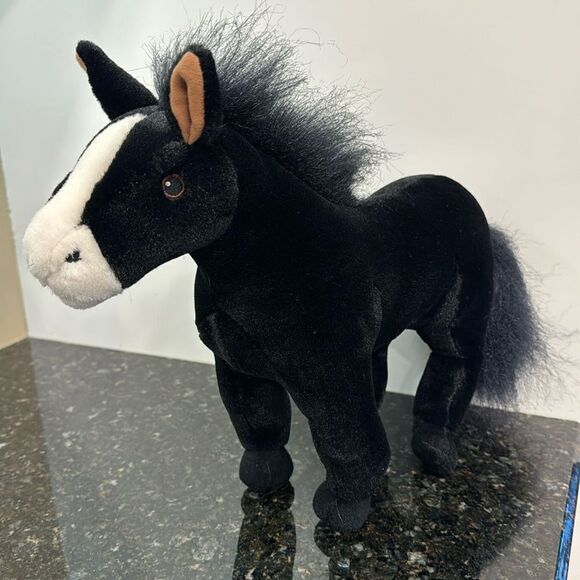 IKEA NICE BLACK & WHITE HORSE 15" Plush STUFFED ANIMAL Toy - Picture 1 of 5